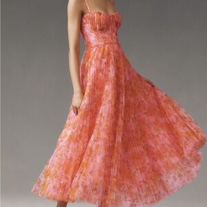 Hutch Vibrant Pink and Orange Midi Dress